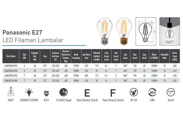 Panasonic E27 Led Filaman Lamba